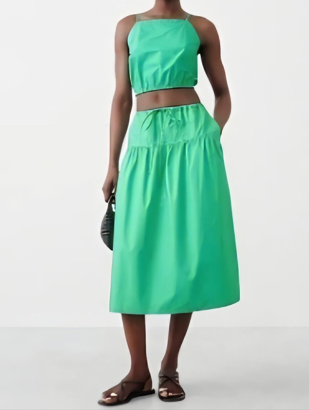 2 piece Set Skirt & Top Medium  jade Green POCKETS Banana Republic